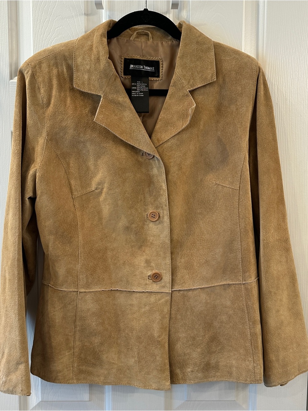 Brandon Thomas Suede Button-Front Jacket in Tan